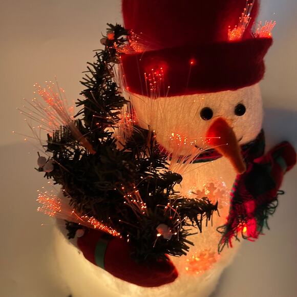 Vintage Fiber Optic Snowman Holding Christmas Tree NO PLUG TESTED - Picture 15 of 15
